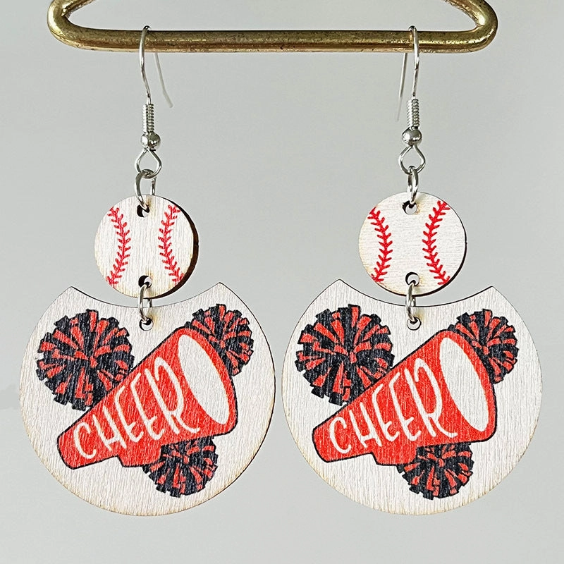 Wholesale 2pairs/pack Baseball Cheerleading Multicolor Baseball Earrings