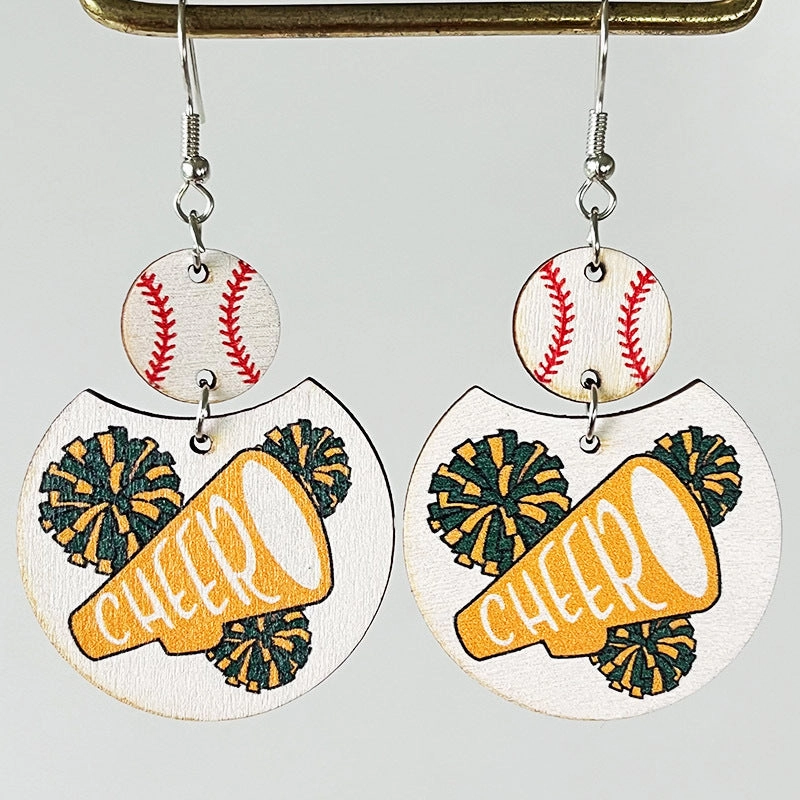 Wholesale 2pairs/pack Baseball Cheerleading Multicolor Baseball Earrings