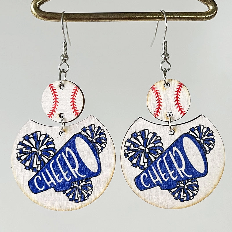 Wholesale 2pairs/pack Baseball Cheerleading Multicolor Baseball Earrings