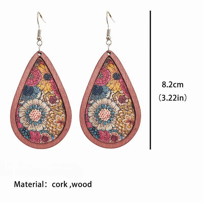 Wholesale 2Pairs/Pack Bohemian Floral Cork Earrings