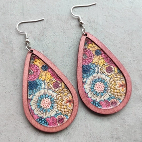 Wholesale 2Pairs/Pack Bohemian Floral Cork Earrings
