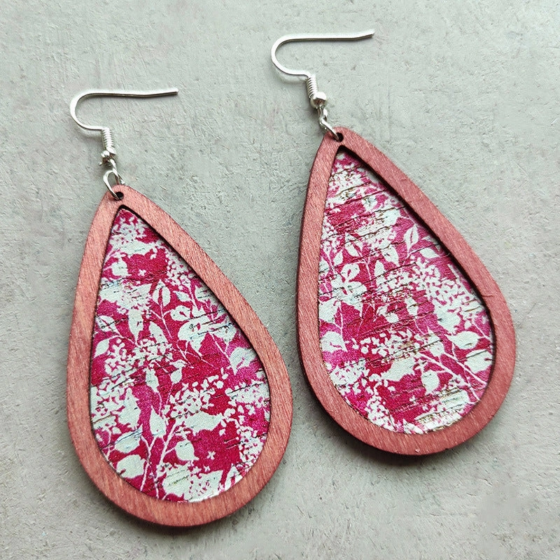 Wholesale 2Pairs/Pack Bohemian Floral Cork Earrings