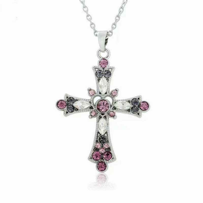 Wholesale 2pairs/pack Bohemian Style Crystal Diamond Color Cross Earrings