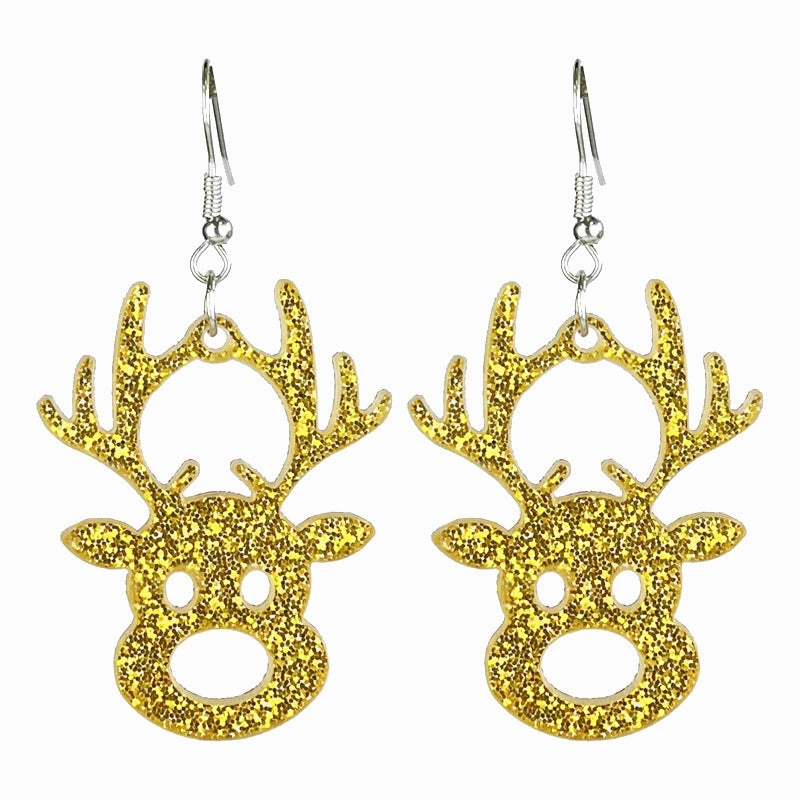 Wholesale 2pairs/pack Christmas Acrylic Sparkling Cut-out Festive Line Earrings