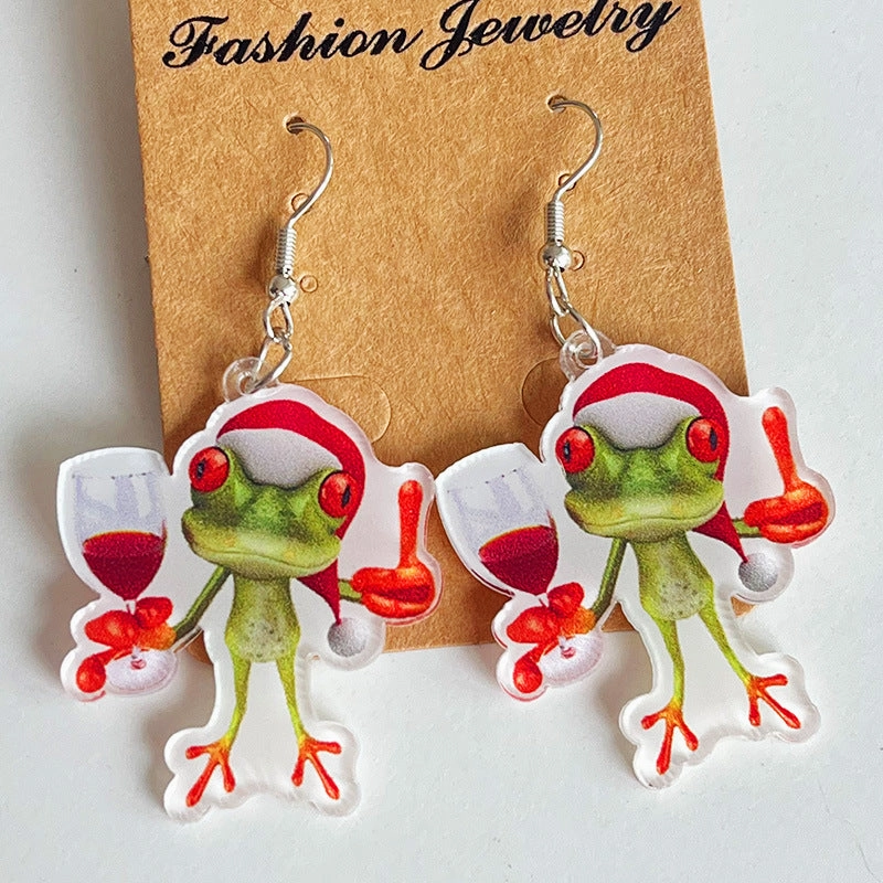 Wholesale 2pairs/pack Christmas West Highland Cow Cute Cat Dog Earrings