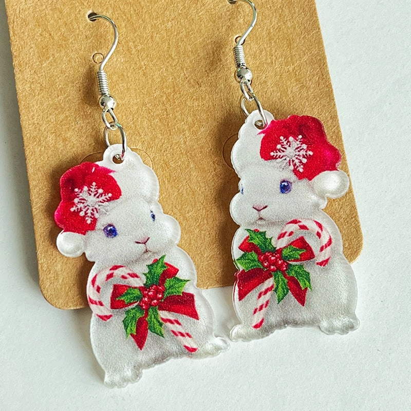 Wholesale 2pairs/pack Christmas West Highland Cow Cute Cat Dog Earrings