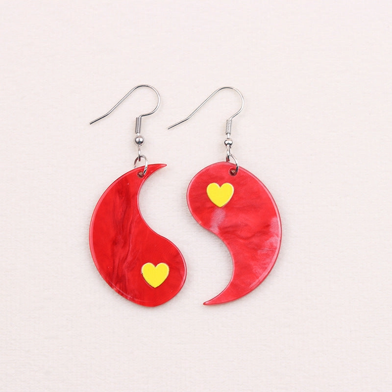 Wholesale 2pairs/pack Chubby Water Drop Love Acrylic Earrings