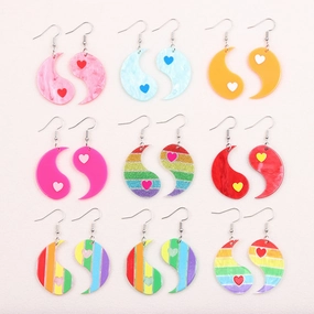 Wholesale 2pairs/pack Chubby Water Drop Love Acrylic Earrings