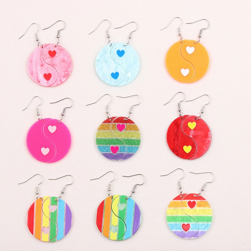 Wholesale 2pairs/pack Chubby Water Drop Love Acrylic Earrings