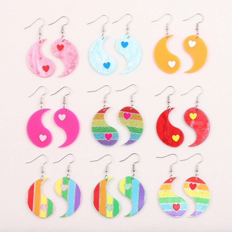 Wholesale 2pairs/pack Chubby Water Drop Love Acrylic Earrings