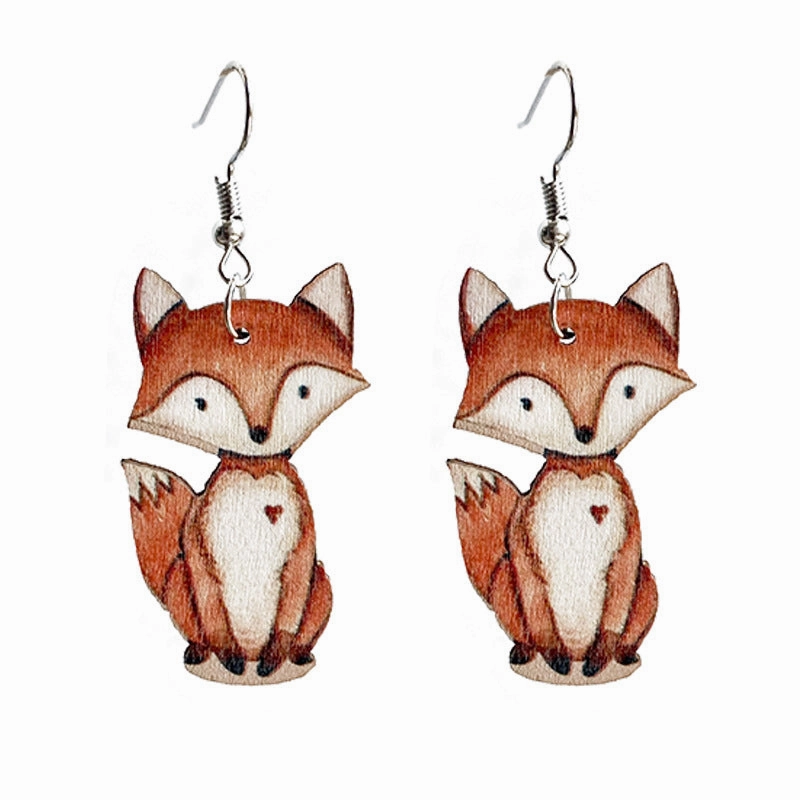 Wholesale 2pairs/pack Cute Animal Fun Raccoon Sloth Little Fox Forest Style Earrings