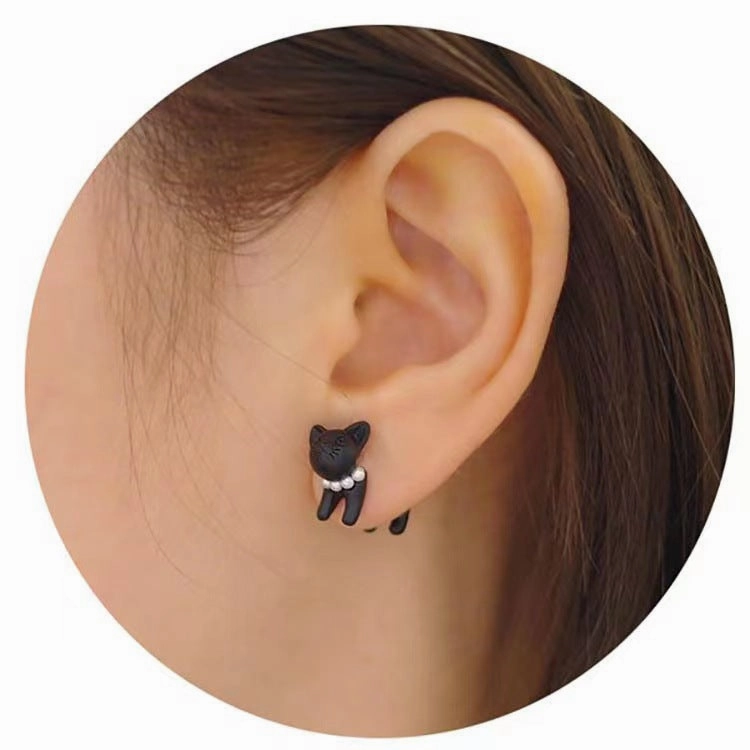 Wholesale 2pairs/pack Cute Kitten Simple Detachable Earrings