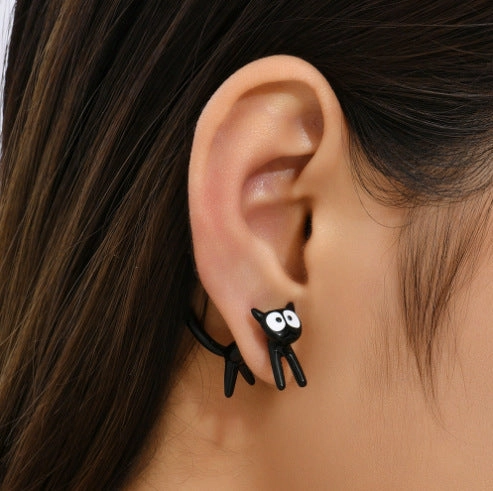 Wholesale 2pairs/pack Cute Kitten Simple Detachable Earrings