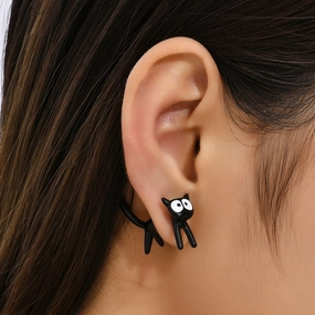 Wholesale 2pairs/pack Cute Kitten Simple Detachable Earrings