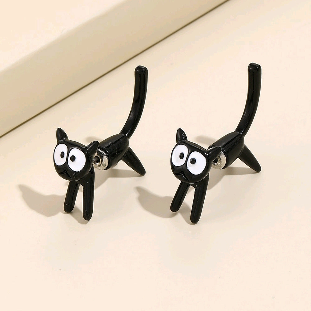 Wholesale 2pairs/pack Cute Kitten Simple Detachable Earrings