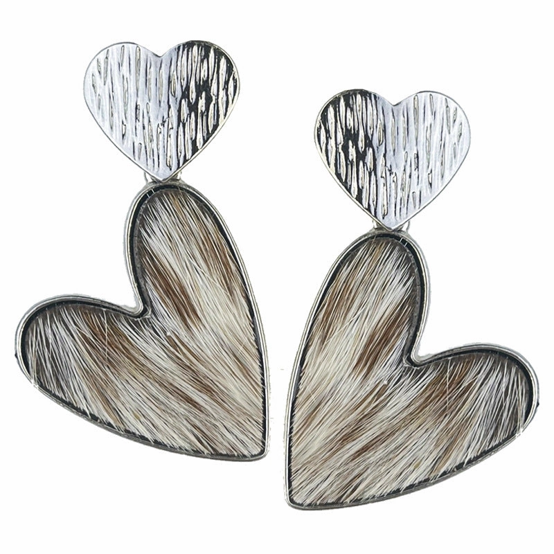 Wholesale 2Pairs/pack Double Love Fashion Western Cow Leopard Leather Earrings