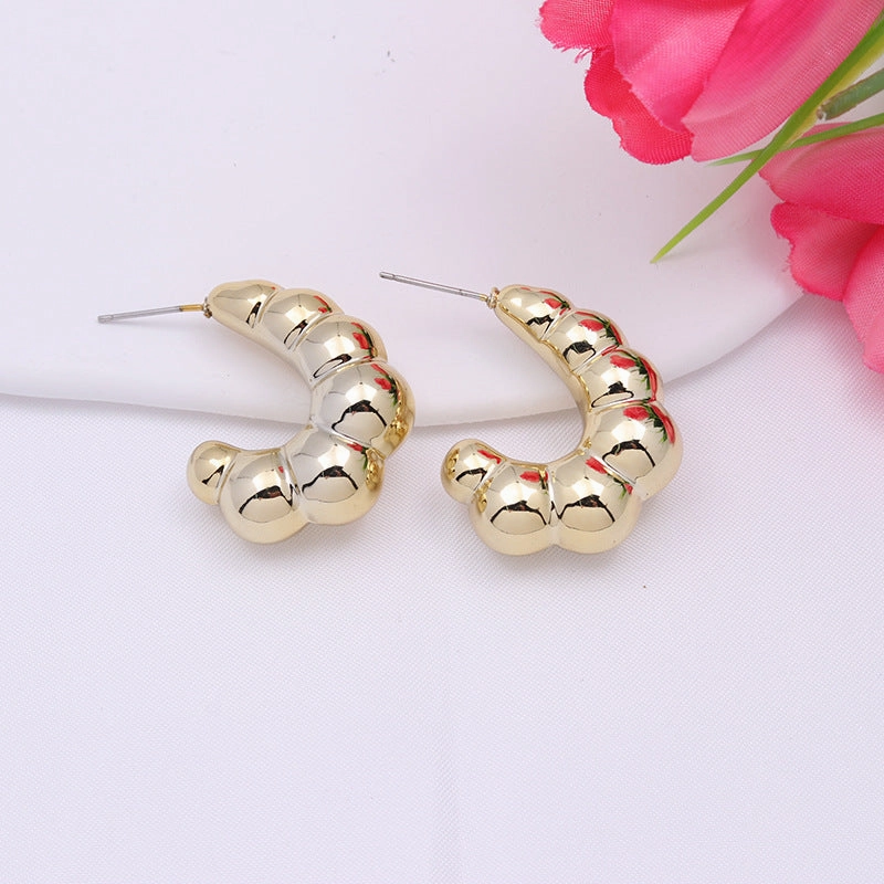 Wholesale 2pairs/pack Electroplated Horn C Hoop Earrings