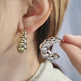 Wholesale 2pairs/pack Electroplated Horn C Hoop Earrings