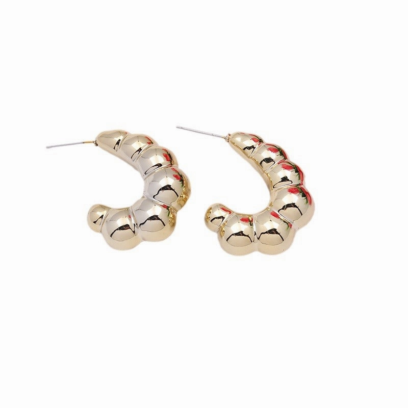 Wholesale 2pairs/pack Electroplated Horn C Hoop Earrings