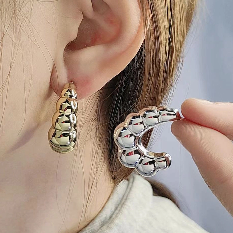 Wholesale 2pairs/pack Electroplated Horn C Hoop Earrings