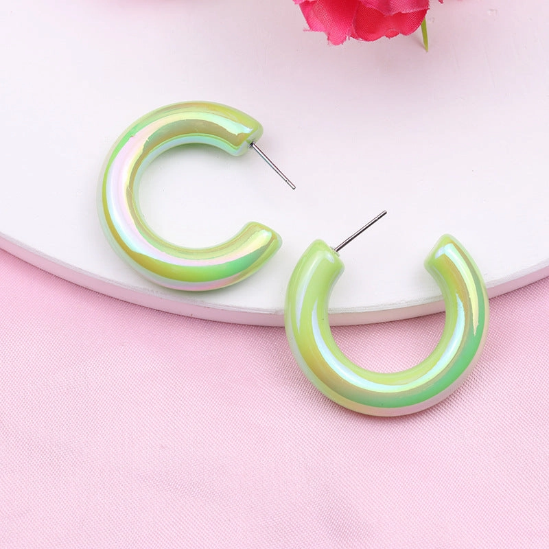 Wholesale 2pairs/pack Fantasy Fluorescent Color C-ring Acrylic Earrings