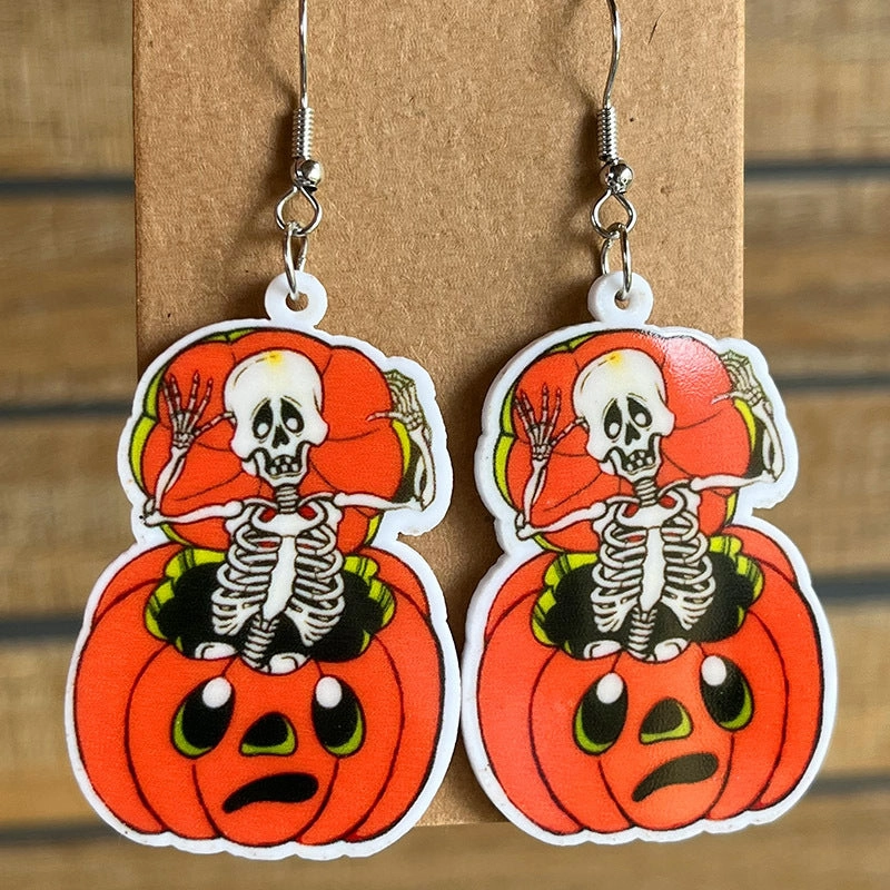 Wholesale 2pairs/pack Halloween Black Cat Acrylic Earrings