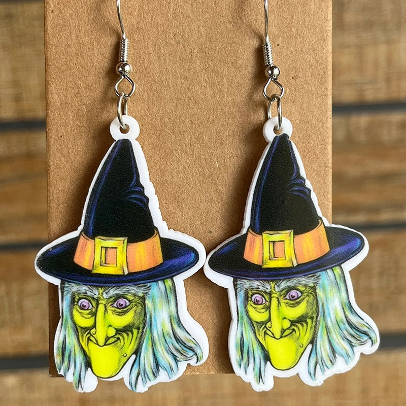 Wholesale 2pairs/pack Halloween Black Cat Acrylic Earrings