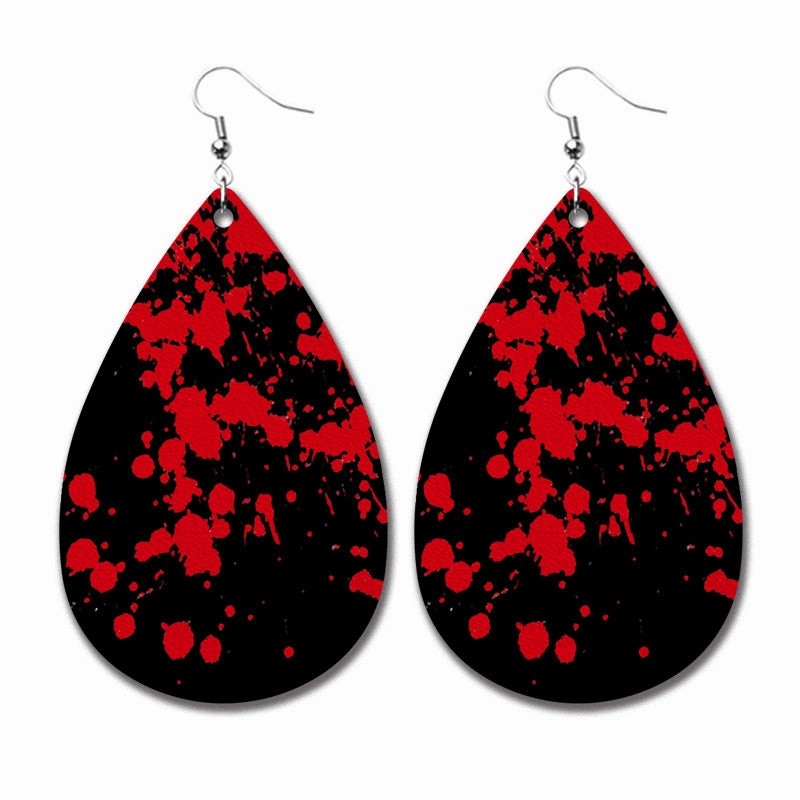 Wholesale 2pairs/pack Halloween Ghost Horror Funny Water Drop PU Earrings