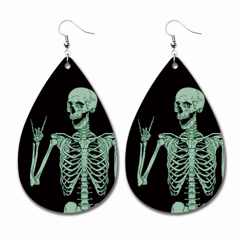 Wholesale 2pairs/pack Halloween Ghost Horror Funny Water Drop PU Earrings