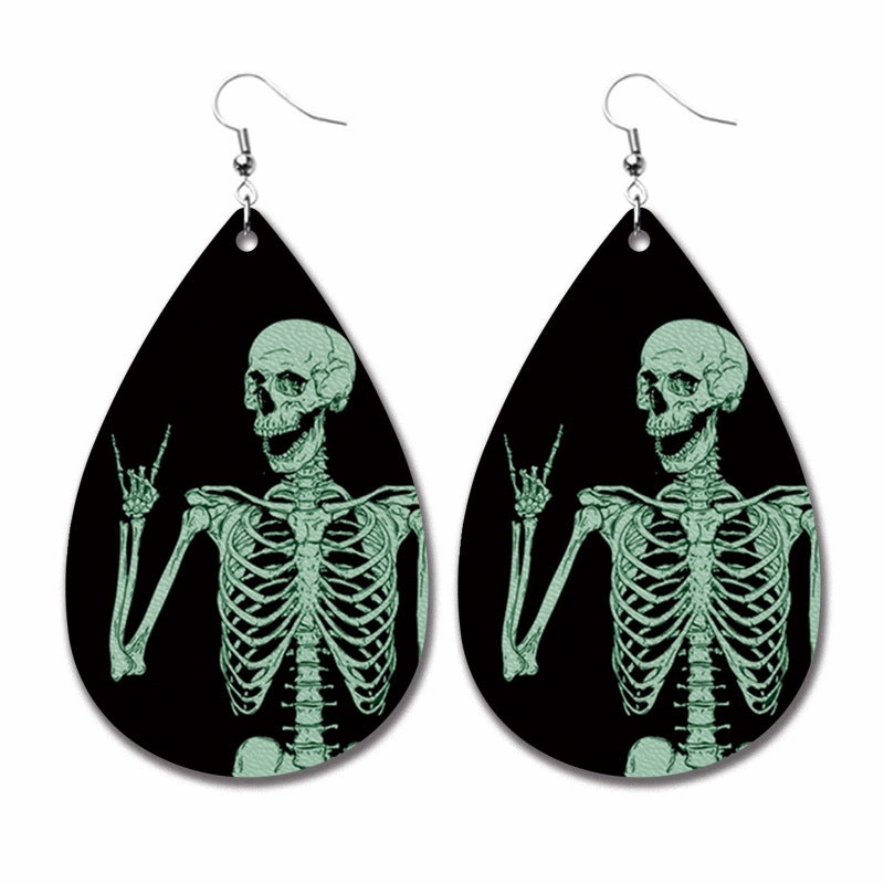 Wholesale 2pairs/pack Halloween Ghost Horror Funny Water Drop PU Earrings