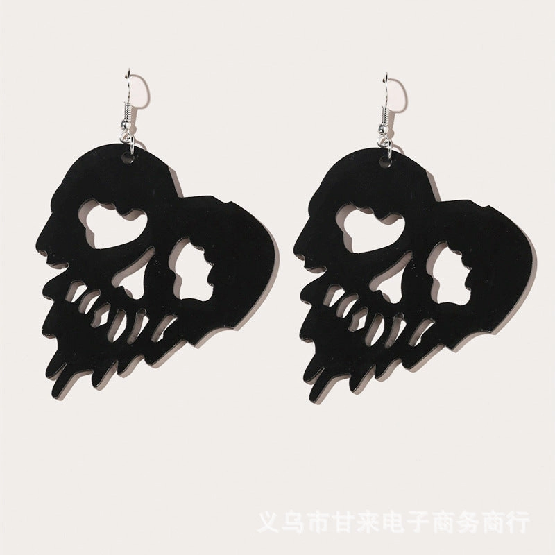 Wholesale 2pairs/pack Halloween Spider Web Punk Style Acrylic Earrings