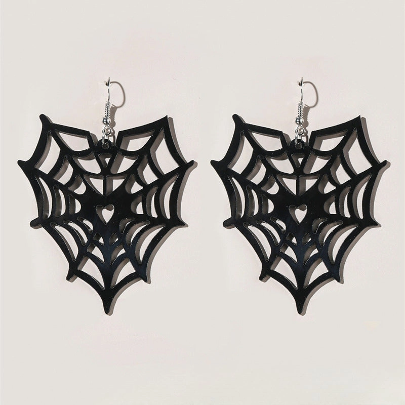 Wholesale 2pairs/pack Halloween Spider Web Punk Style Acrylic Earrings