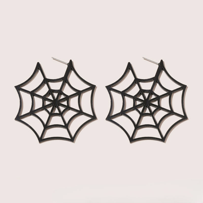 Wholesale 2pairs/pack Halloween Spider Web Punk Style Acrylic Earrings