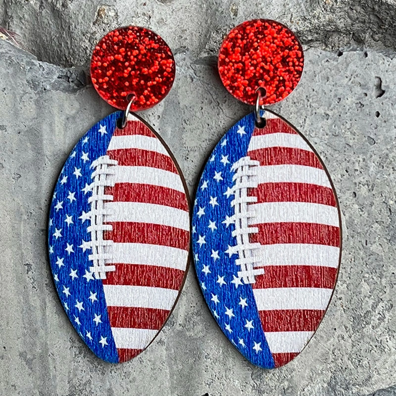 Wholesale 2Pairs/Pack Independence Day Wood Earrings