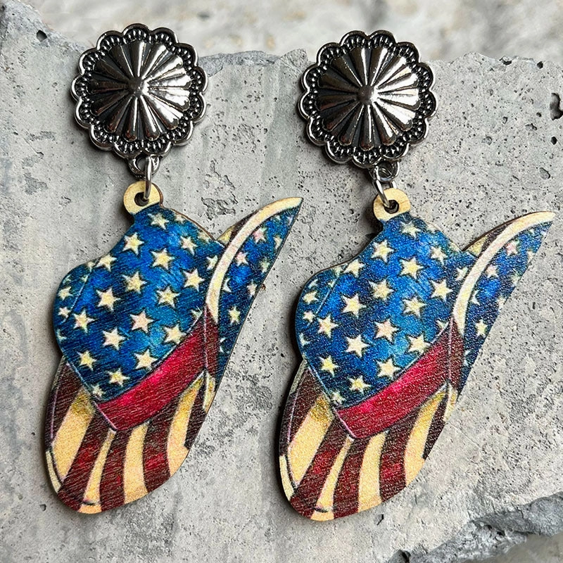 Wholesale 2Pairs/Pack Independence Day Wood Earrings