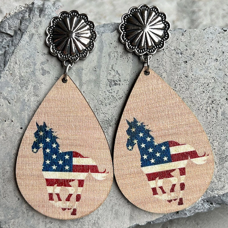 Wholesale 2Pairs/Pack Independence Day Wood Earrings