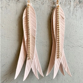 Wholesale 2pairs/pack Leather Feather Multilayer Leaf Shape Rhinestone Chain Earrings