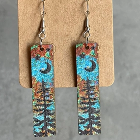 Wholesale 2pairs/pack Night Forest Wooden Earrings