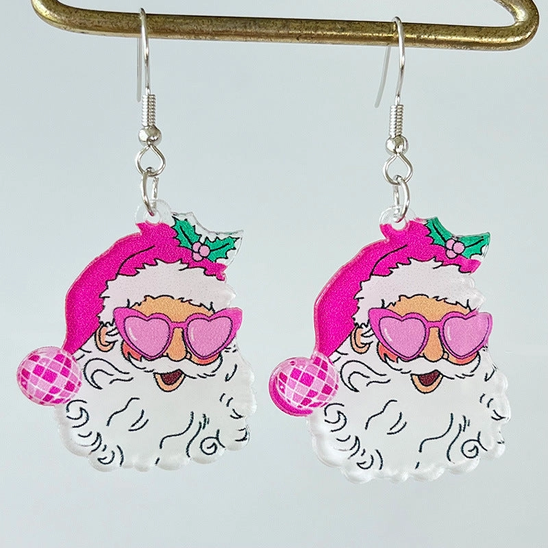 Wholesale 2pairs/pack Pink Christmas Santa Claus Christmas Tree Lightning Football Earrings