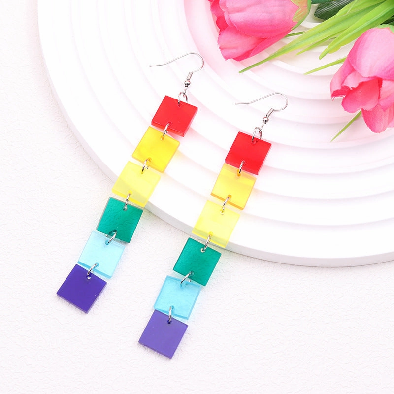 Wholesale 2pairs/pack Rainbow Love Series Acrylic Stud Earrings