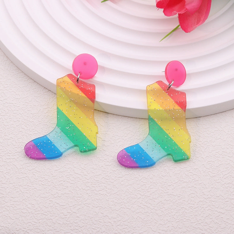 Wholesale 2pairs/pack Rainbow Love Series Acrylic Stud Earrings