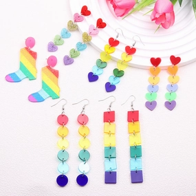 Wholesale 2pairs/pack Rainbow Love Series Acrylic Stud Earrings