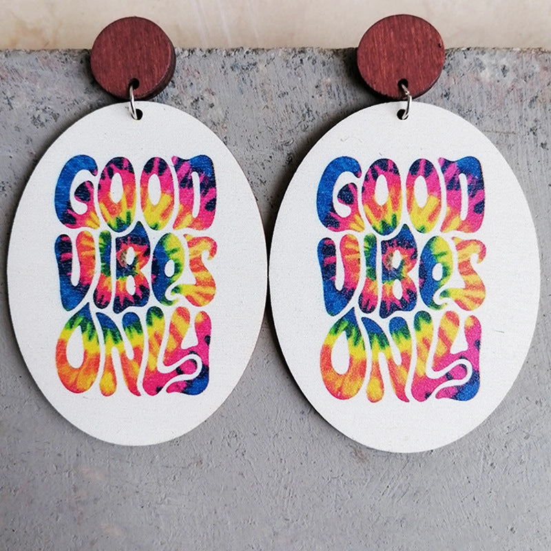 Wholesale 2Pairs/Pack Rainbow Nurse Wood Earrings