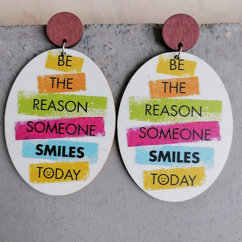 Wholesale 2Pairs/Pack Rainbow Nurse Wood Earrings