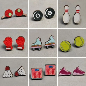 Wholesale 2Pairs/Pack Sports Leather Ear Studs