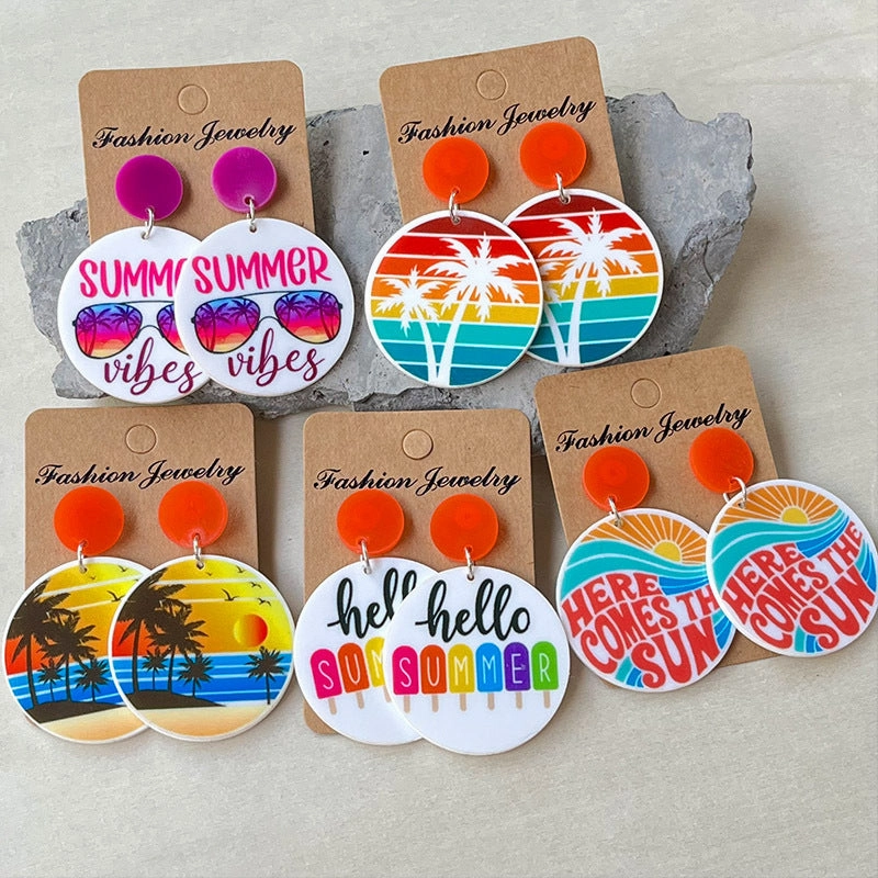 Wholesale 2pairs/pack Summer Beach Acrylic Earrings
