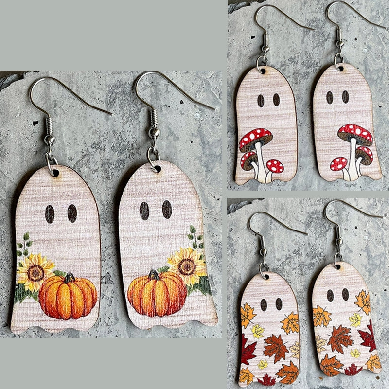 Wholesale 2pairs/pack Thanksgiving Specter Wood Earrings