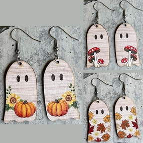 Wholesale 2pairs/pack Thanksgiving Specter Wood Earrings
