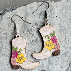 Wholesale 2pairs/pack Western Denim Wood Earrings