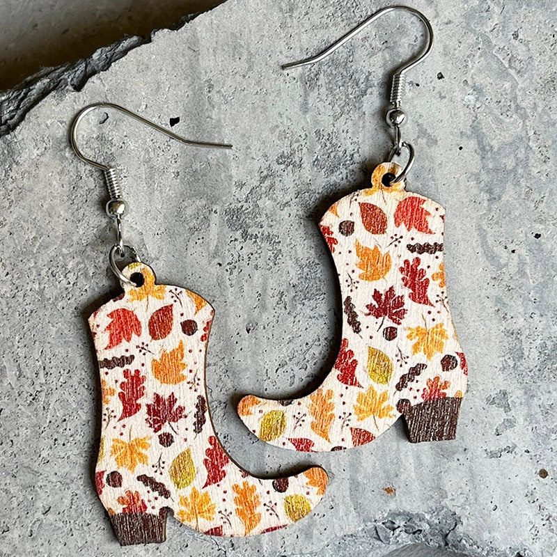 Wholesale 2pairs/pack Western Denim Wood Earrings